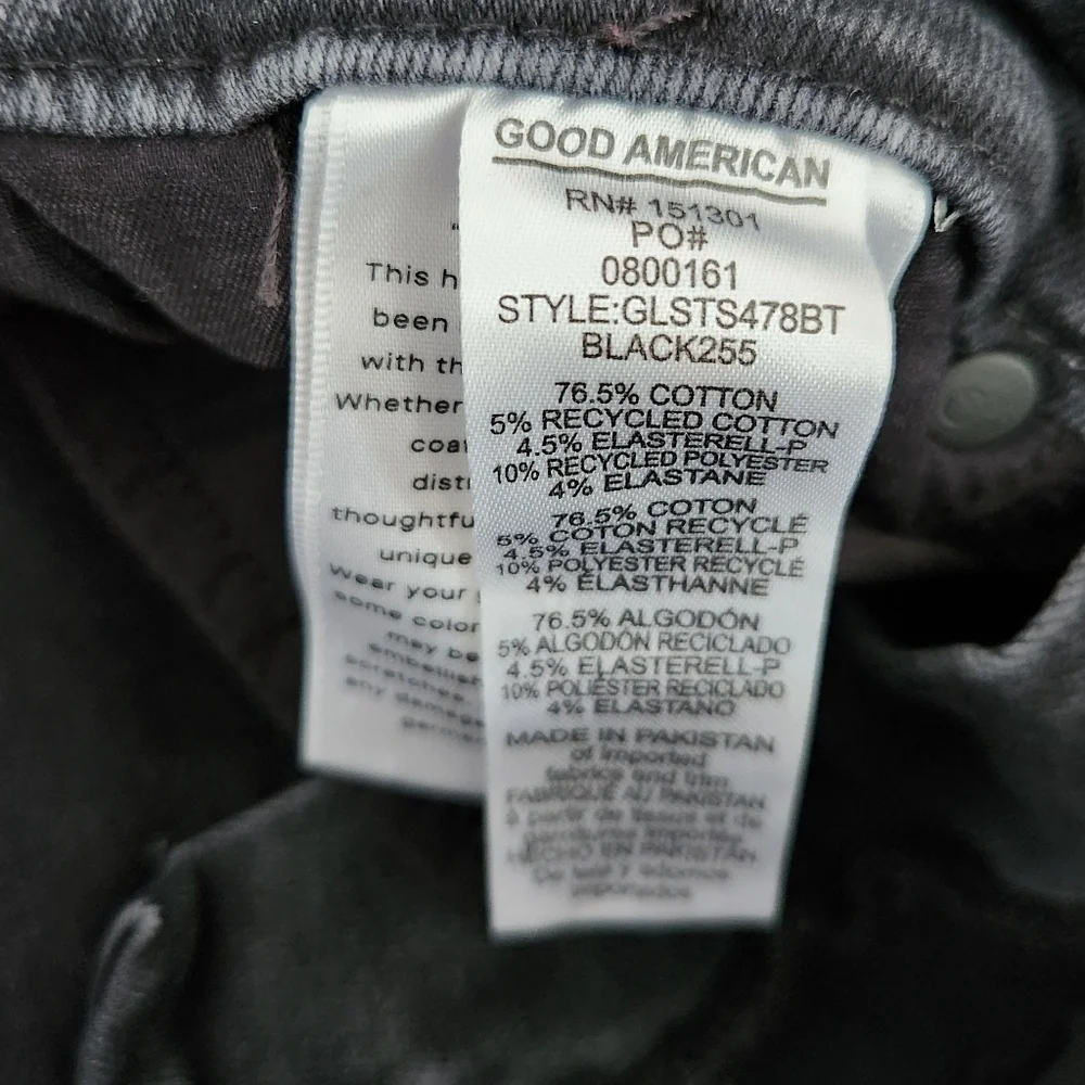 Good American Good Legs Straight Black 255 Jeans 6-12 - Picture 9 of 10